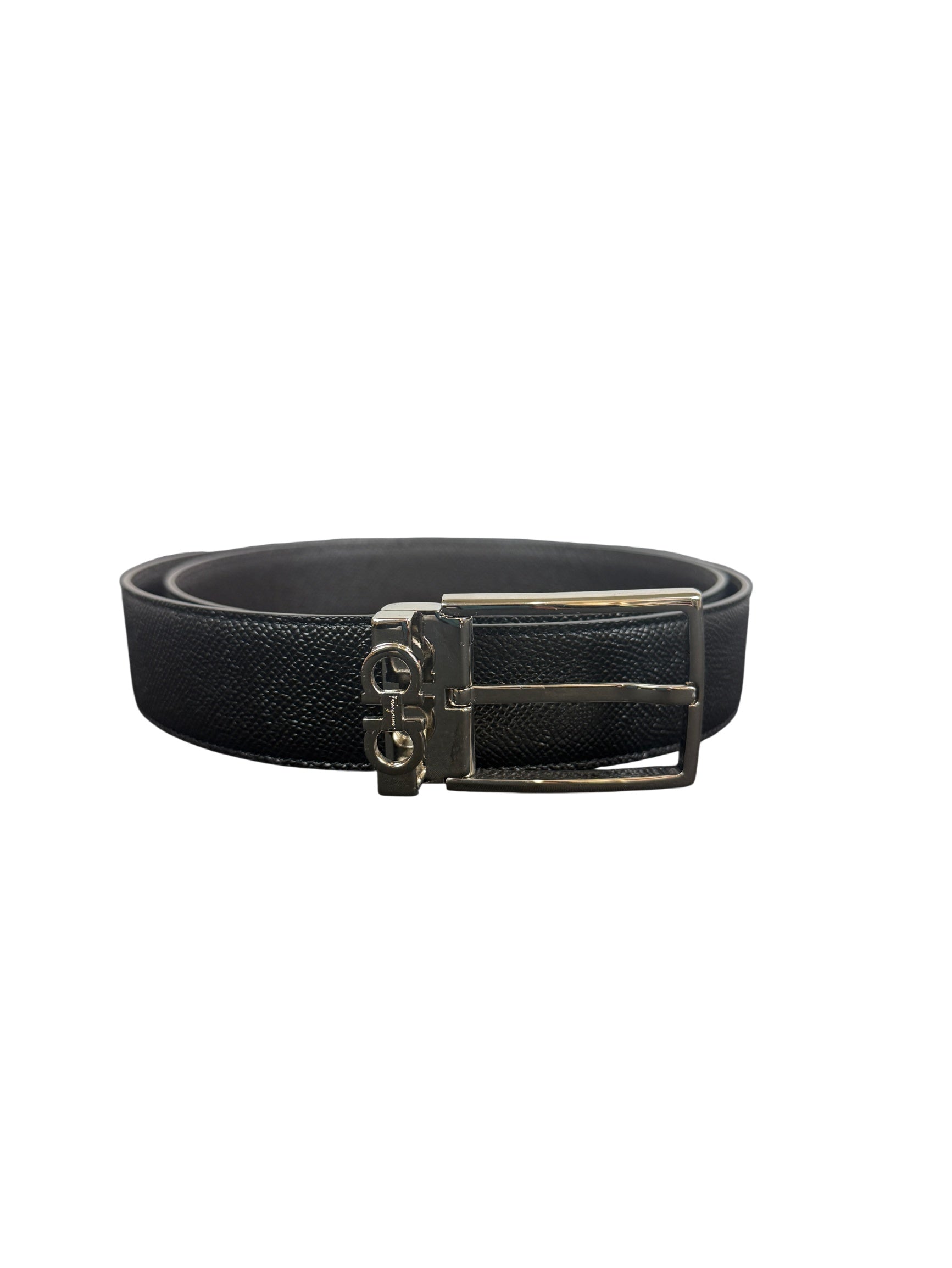 Salvatore Ferragamo Gancini Reversible Black & Brown Leather Belt