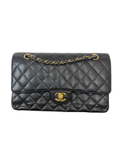 Chanel Medium Classic Flap Bag Black Caviar Leather with Gold Chain