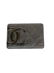 Chanel Cambon Line Quilted Silver Metallic Card Holder