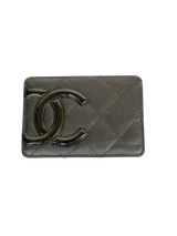 Chanel Cambon Line Quilted Silver Metallic Card Holder