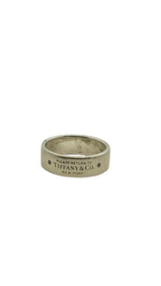 Tiffany & Co. "Please Return To" Sterling Silver Band Ring with Diamond Accents