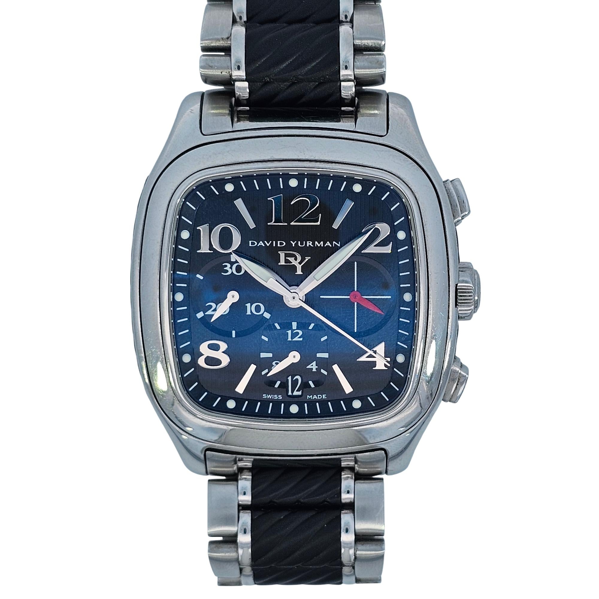 David Yurman Belmont Chronograph 42mm SS Black Dial T305-CST