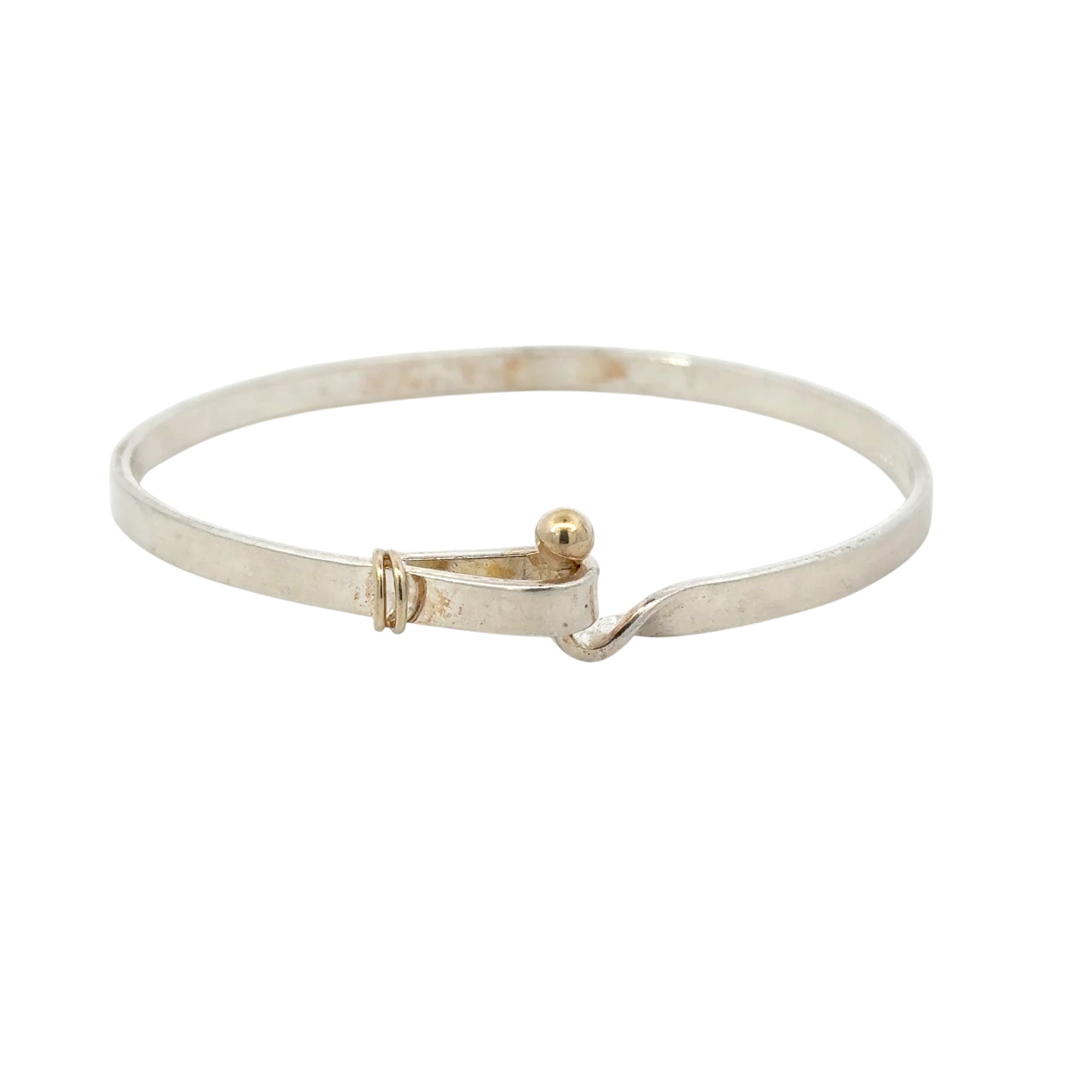 Sterling Silver & 18K Yellow Gold Hook and Eye Bangle Bracelet Tiffany & Co. 925, 18k
