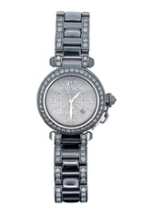 Cartier Pasha 32mm 18K White Gold Watch with Diamond Bezel 2398