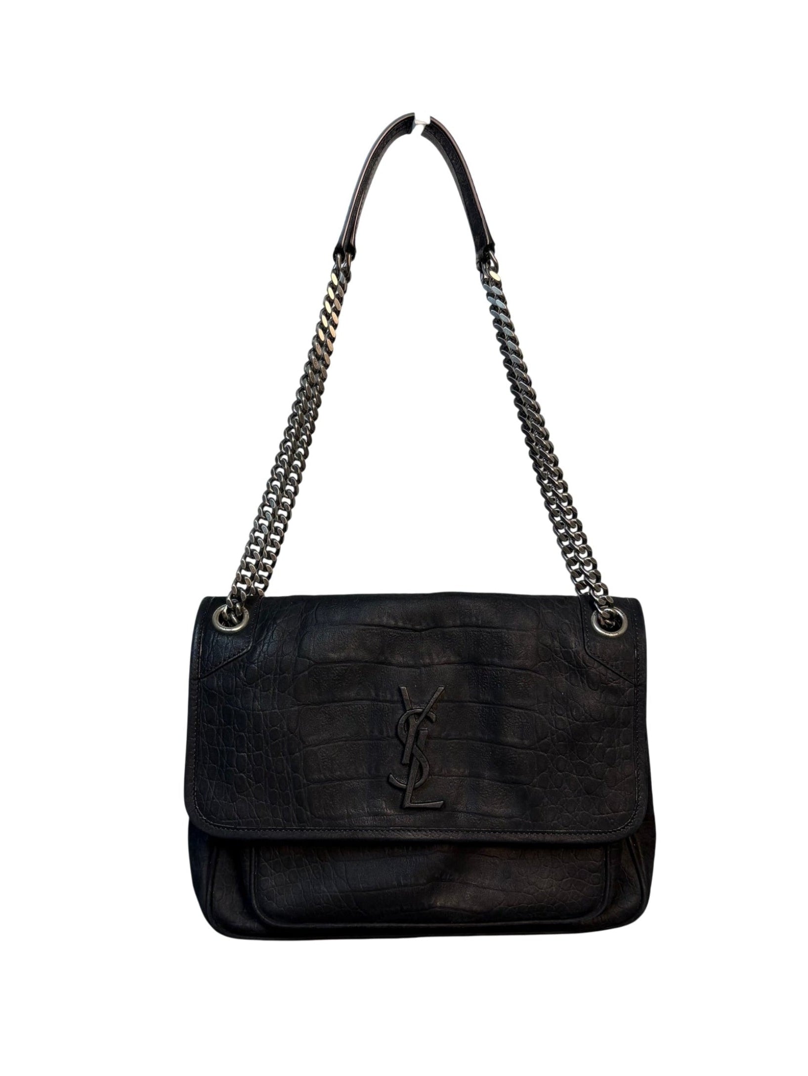 Saint Laurent Niki Crocodile Embossed Shoulder Bag