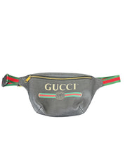 Gucci Black Leather Logo Belt Bag with Web Stripe
