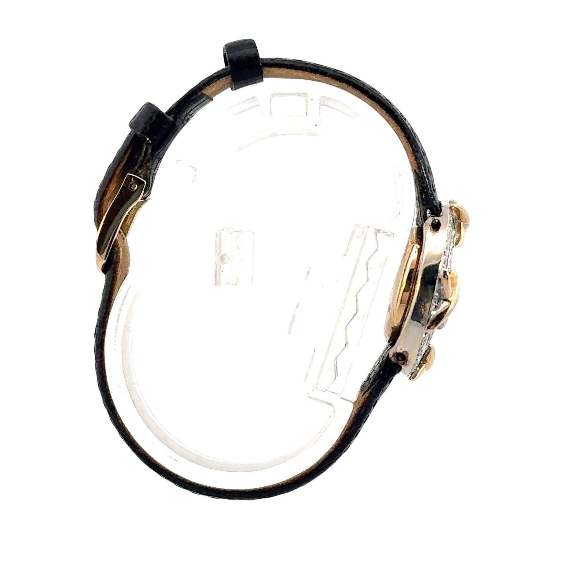 Lucien Piccard Black Crocodile-Embossed Genuine Leather Watch Strap with Gold Buckle C6062 27mm