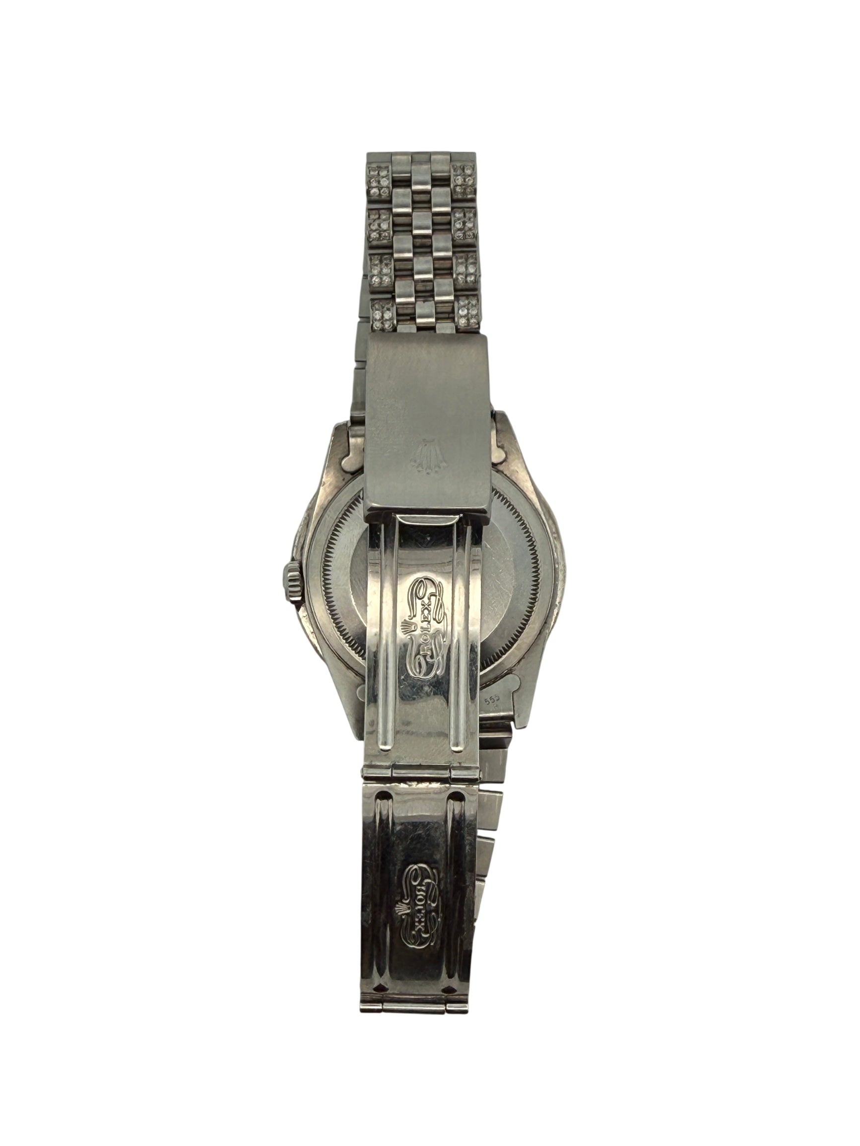 Rolex Oyster Perpetual Datejust 36mm , Roman Dial, Custom Diamond Bezel and Jubilee Band Stainless Steel Blue Dial