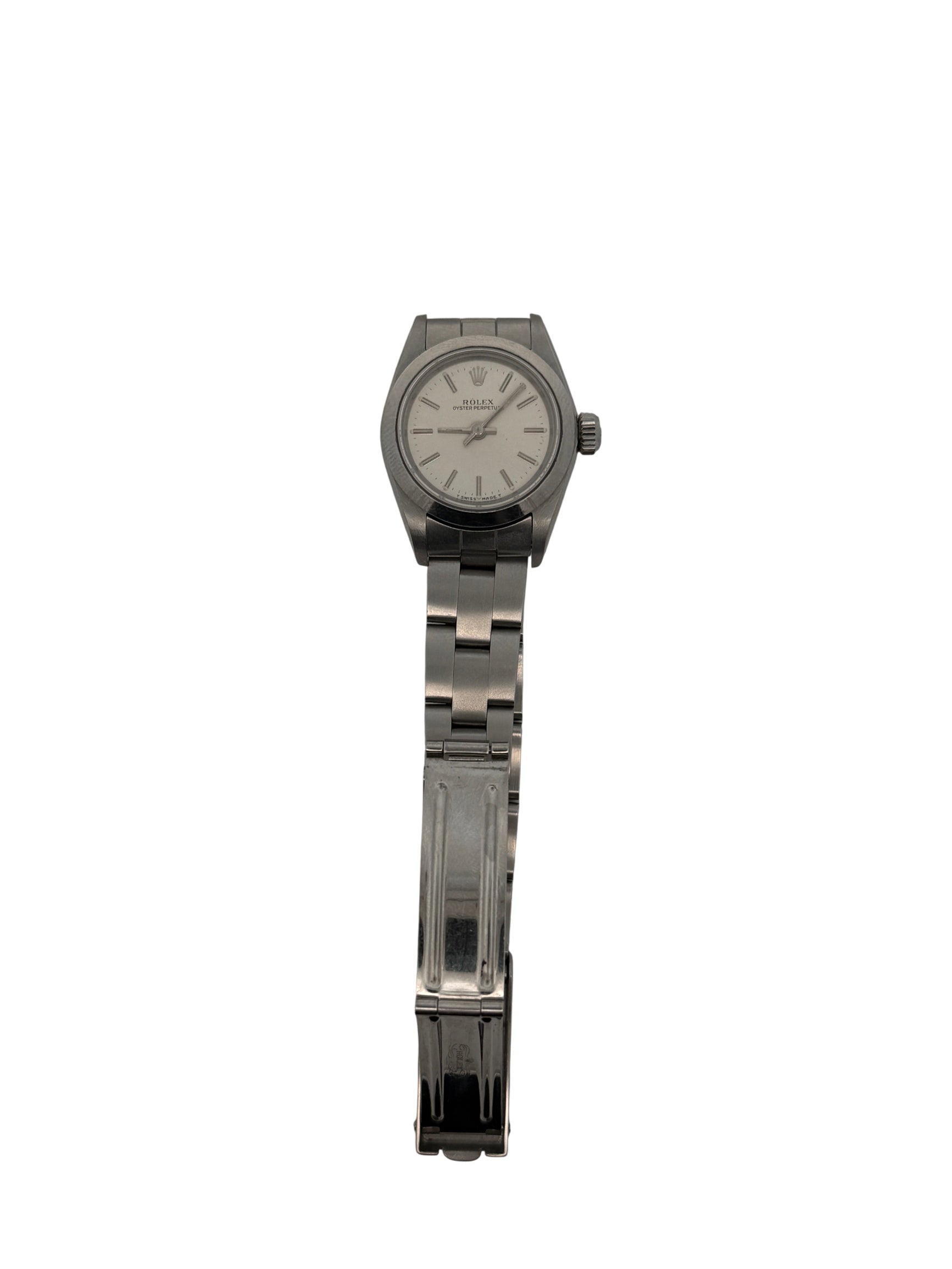 Rolex Oyster Perpetual Ladies Watch Stainless Steel Silver Dial 76080