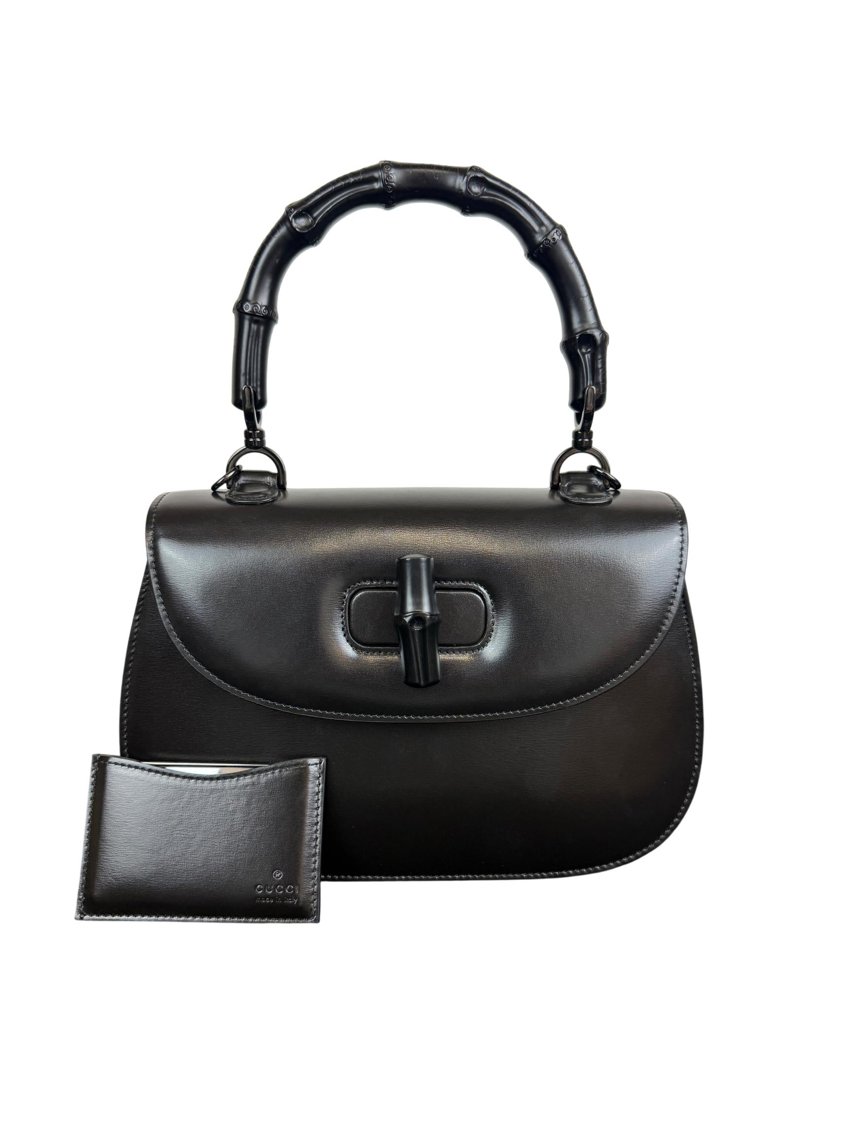 Gucci Bamboo 1947 Black Leather Handbag