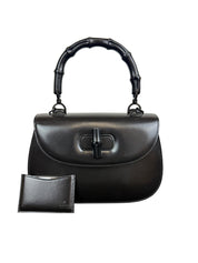 Gucci Bamboo 1947 Black Leather Handbag