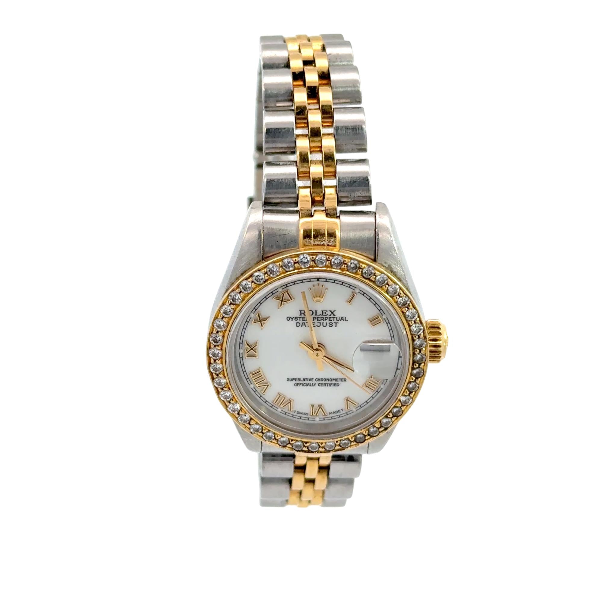 Rolex Lady-Datejust 26mm Two-Tone Stainless Steel & 18K Gold, Mother of Pearl Diamond Dial, Ref. 69173