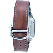 Cartier Santos Automatic Stainless Steel Watch with Custom Brown Epsom Leather Quickswitch Strap, Model 4072 35mm