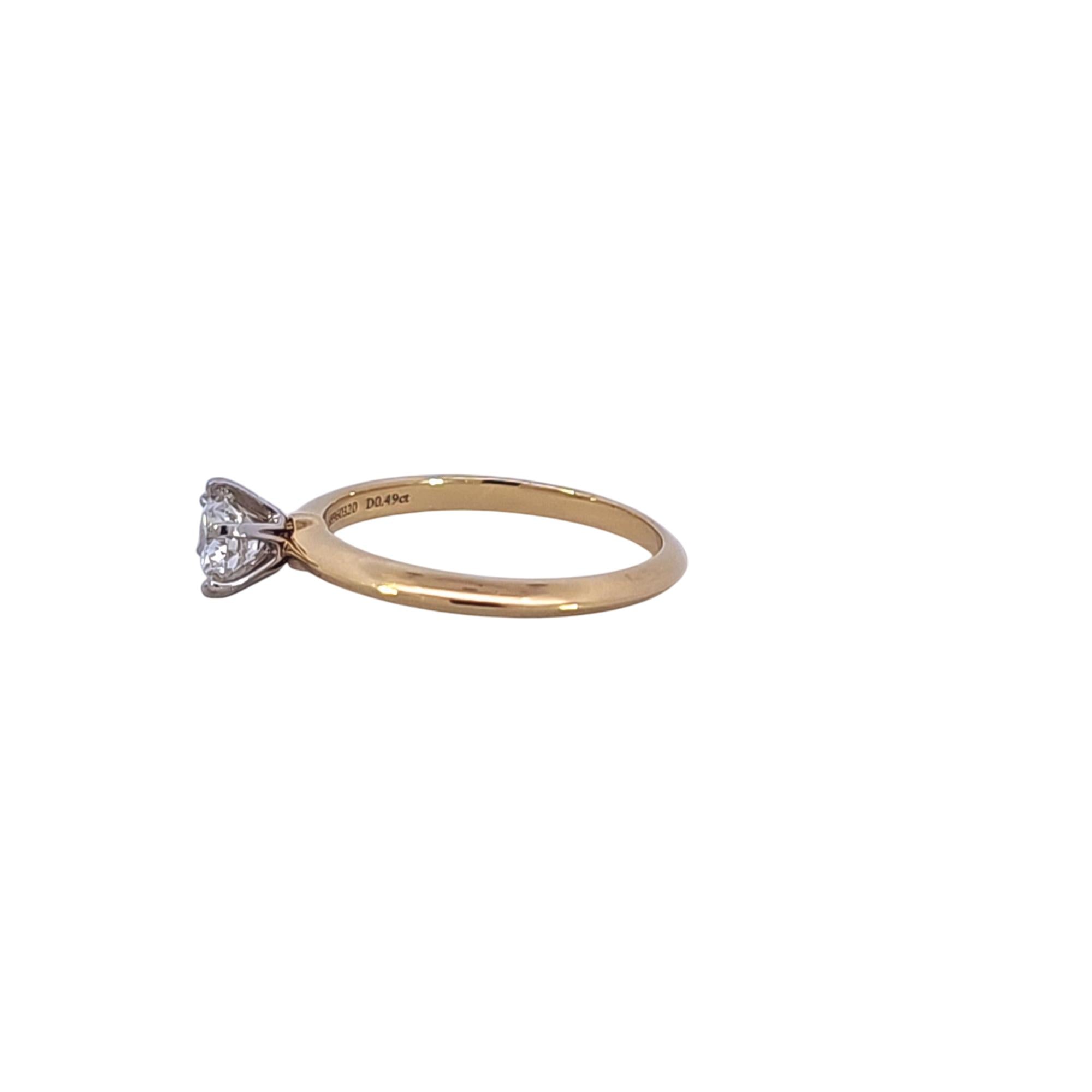 Tiffany & Co. Yellow Gold & Platinum Diamond Solitaire Ring .49ctw 18k