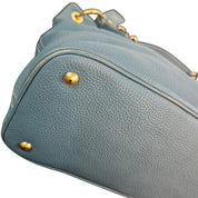 Prada Vitello Daino Hobo Bag Blue Leather Gold Hardware