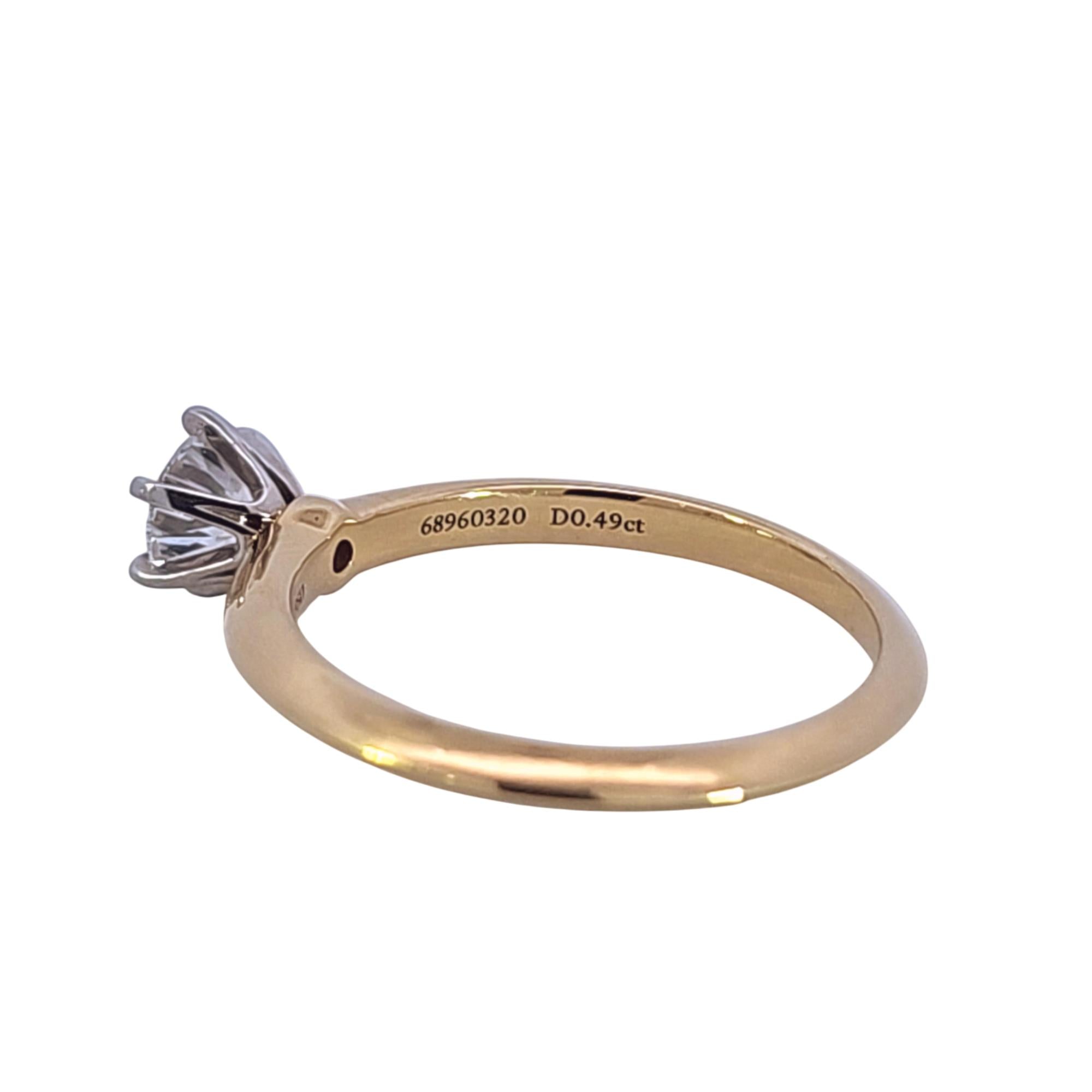 Tiffany & Co. Yellow Gold & Platinum Diamond Solitaire Ring .49ctw 18k