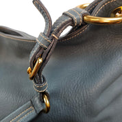 Prada Vitello Daino Hobo Bag Blue Leather Gold Hardware