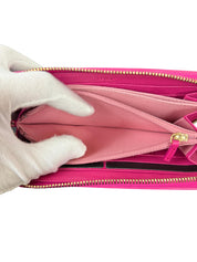 Fendi Zucca Canvas Fuchsia Zip Around Wallet