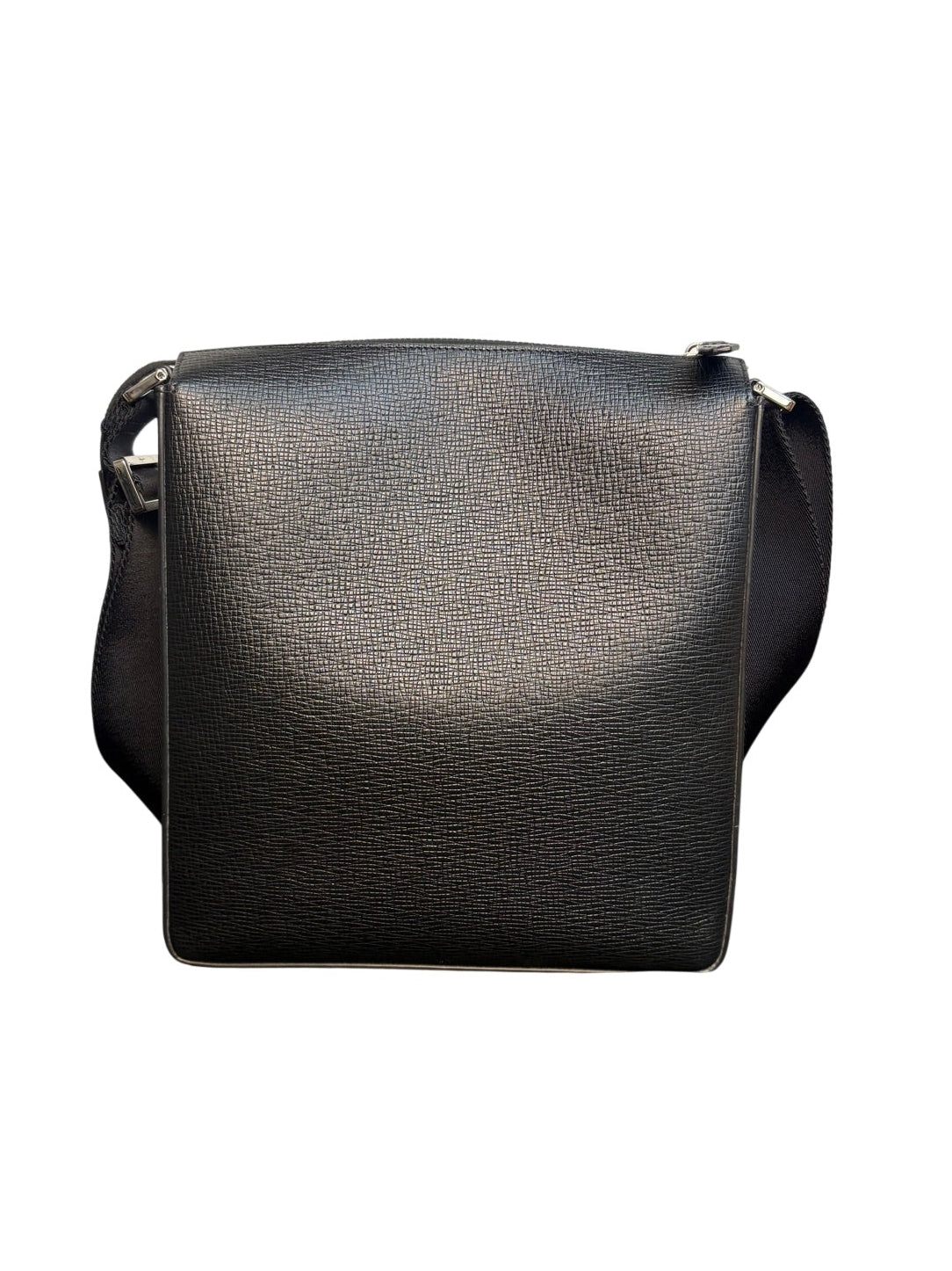 Salvatore Ferragamo Black Textured Leather Messenger Bag