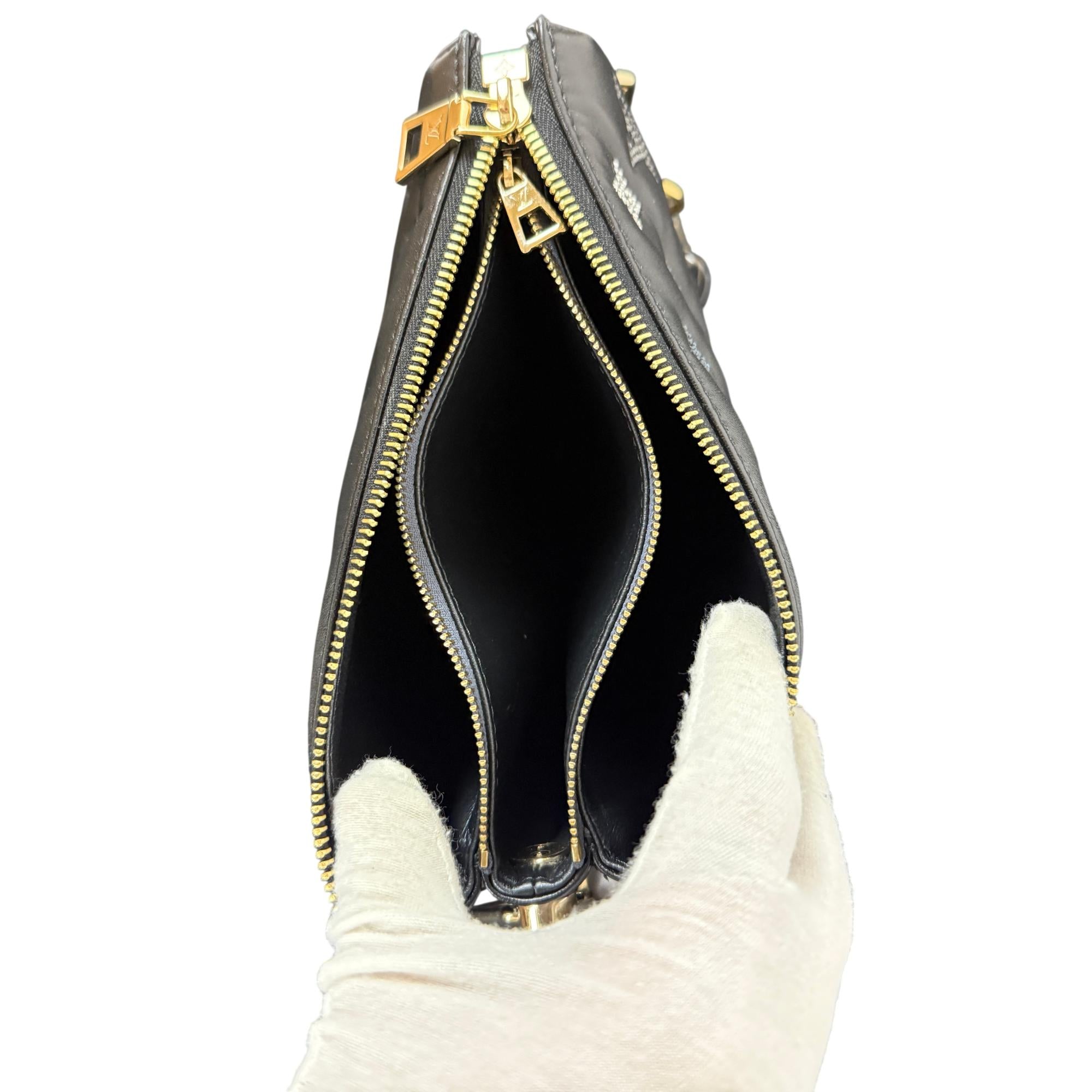 Louis Vuitton Coussin PM Black Lambskin Leather Shoulder Bag with Gold and Silver Chain Hardware