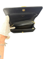 Chanel Boy Black Quilted Caviar Leather Wallet on Chain (WOC) with Gold Hardware