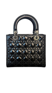 Dior Lady Dior Cannage Medium Patent Leather Handbag