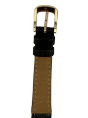 Lucien Piccard Black Crocodile-Embossed Genuine Leather Watch Strap with Gold Buckle C6062 27mm