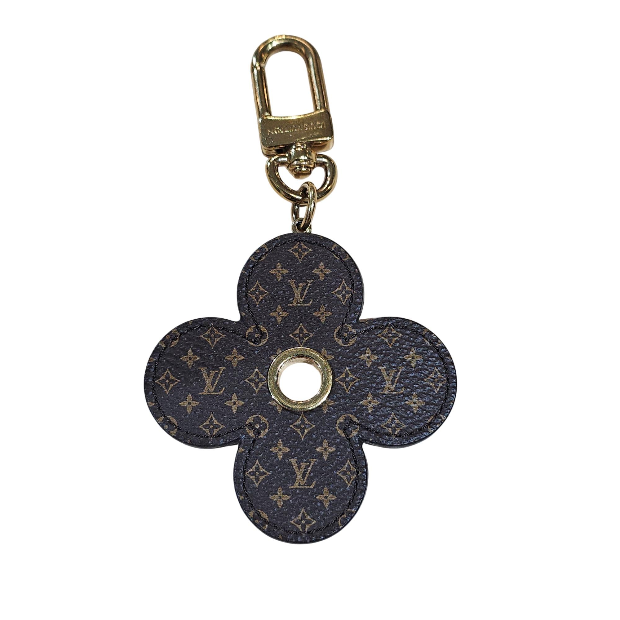 Louis Vuitton Monogram Flower Chocolate Brown Key Chain Bag Charm M02197