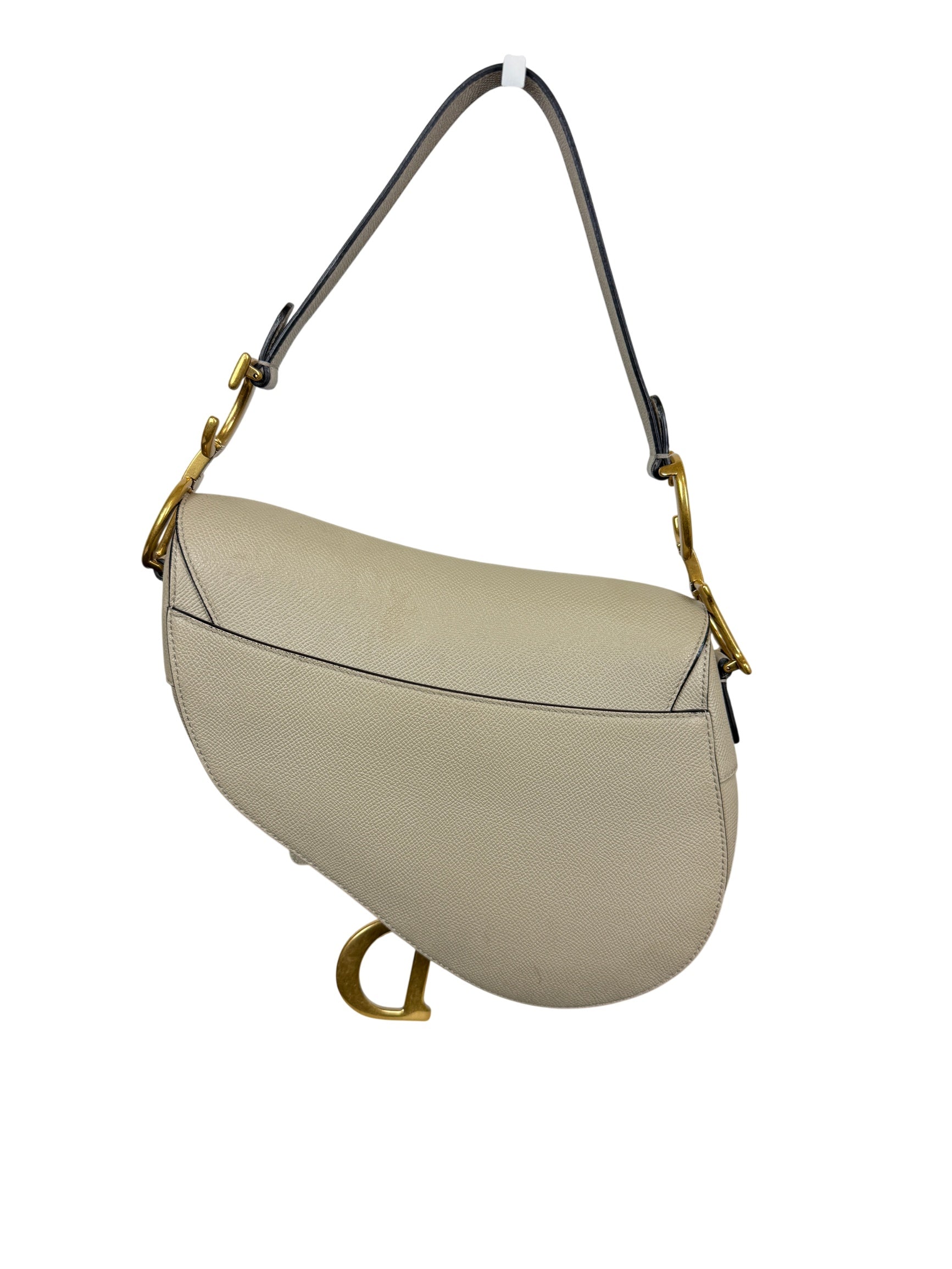 Christian Dior Saddle Bag Beige Grained Calfskin Leather
