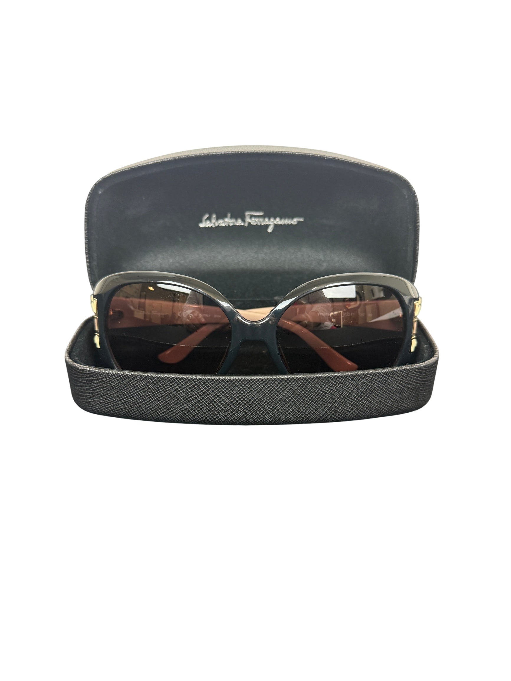 Salvatore Ferragamo SF668S Black Gancini Gradient Oval Sunglasses