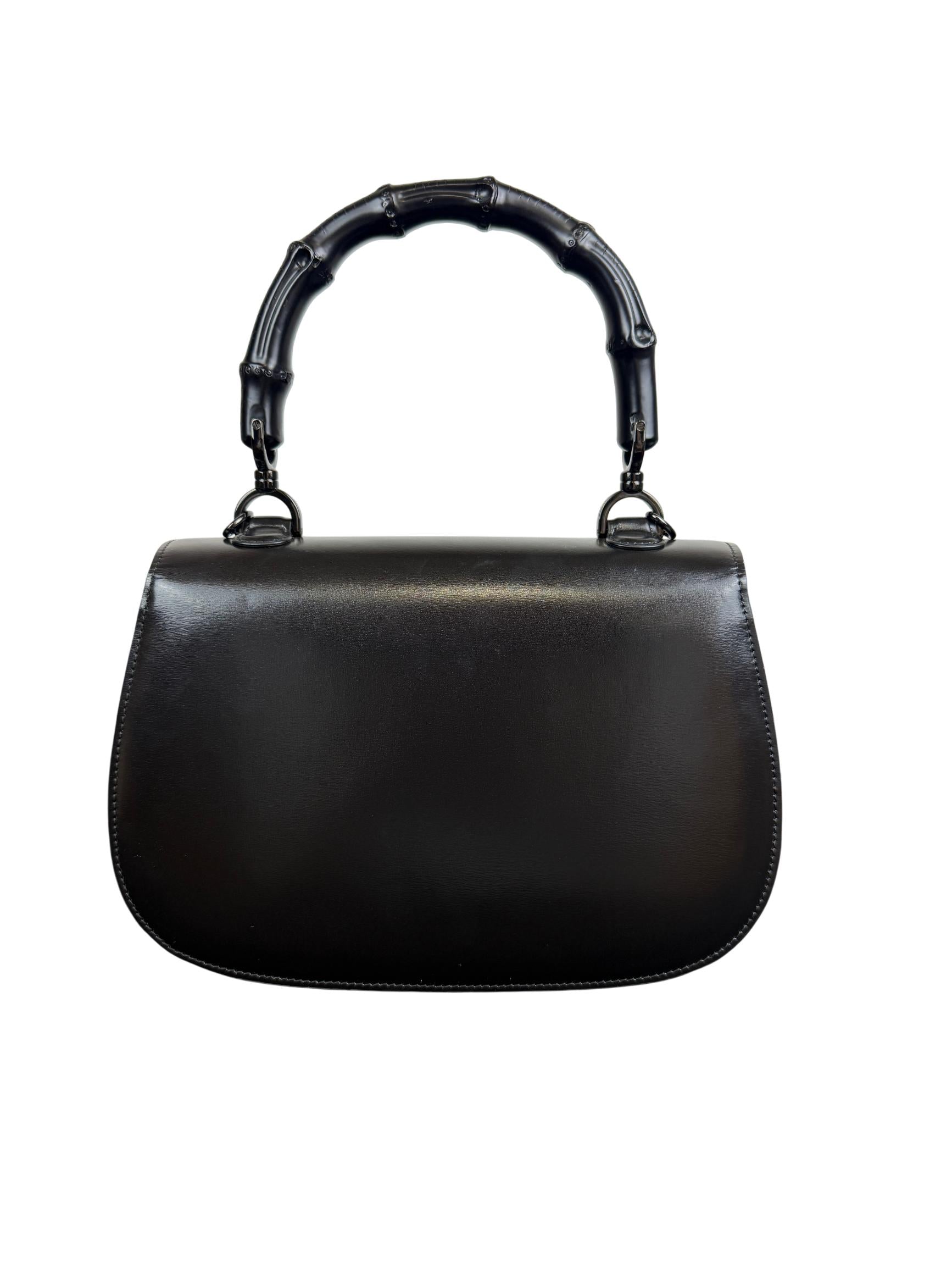Gucci Bamboo 1947 Black Leather Handbag