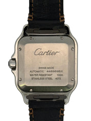 Cartier Santos Automatic Stainless Steel Watch with Custom Brown Epsom Leather Quickswitch Strap, Model 4072 35mm