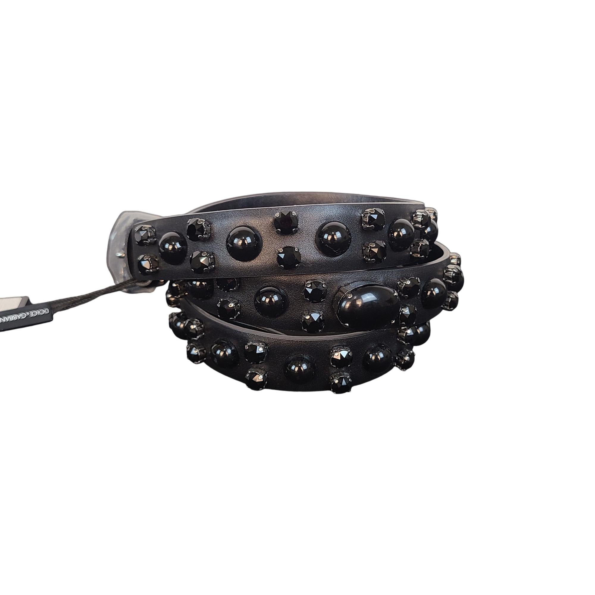 Dolce & Gabbana Black Studded Leather Belt