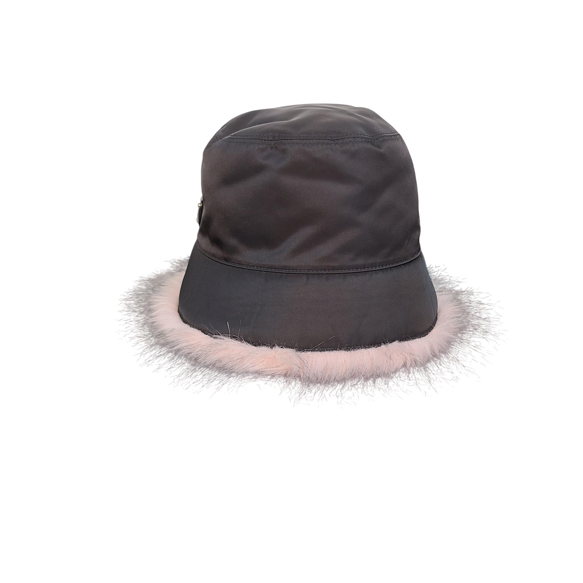 Prada Re-Nylon Faux Fur Bucket Hat