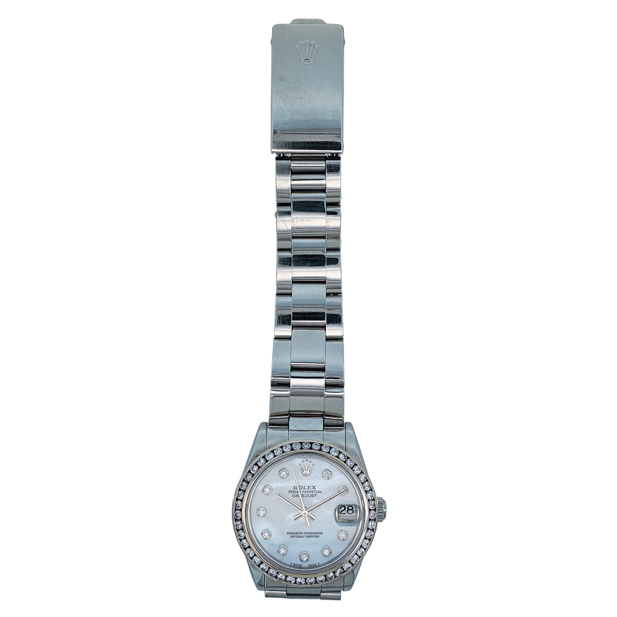 Rolex Oyster Perpetual Datejust 31mm 2000 SS Pearl Diamond Dial & Diamond Bezel 78240