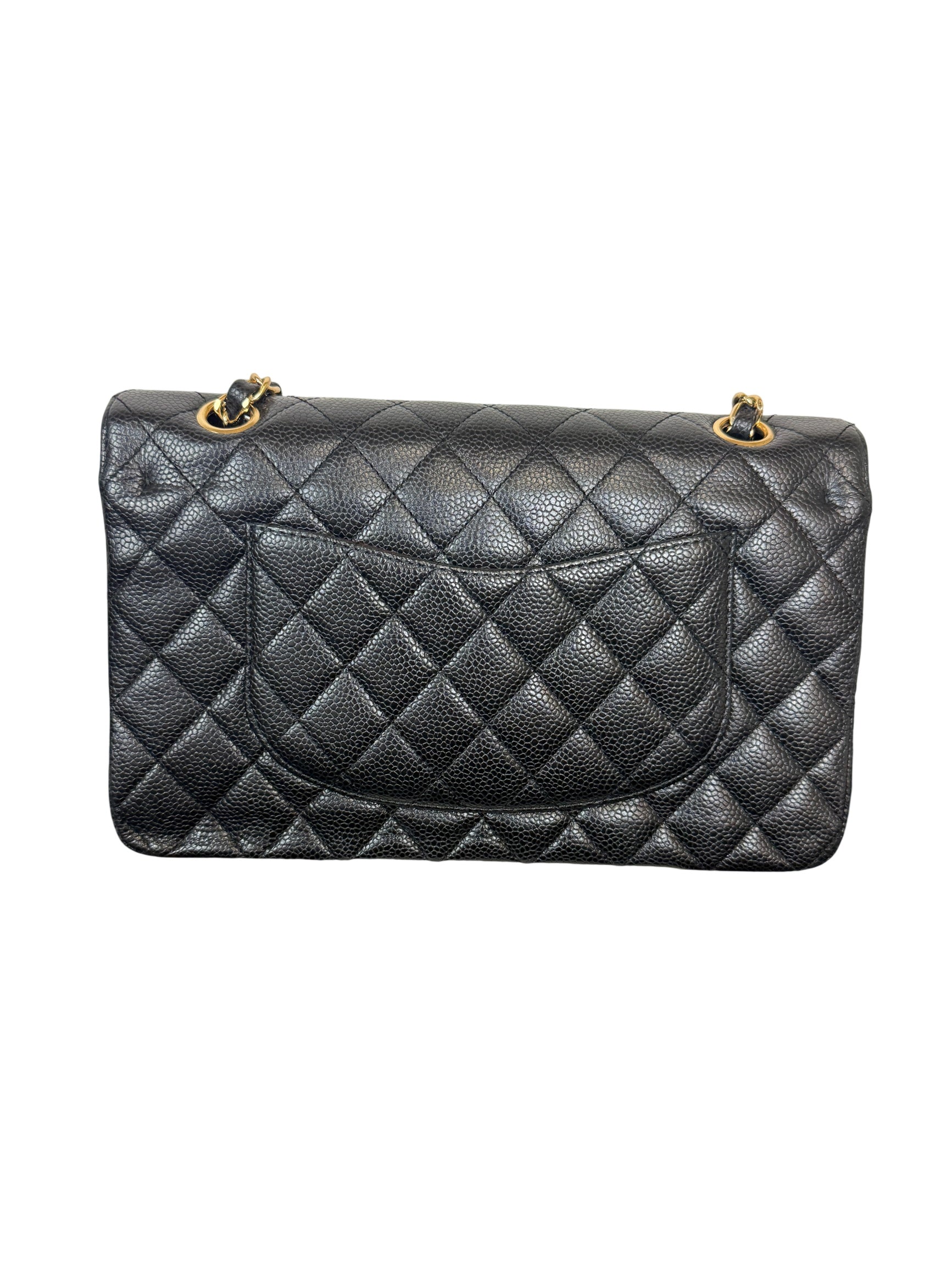 Chanel Medium Classic Flap Bag Black Caviar Leather with Gold Chain