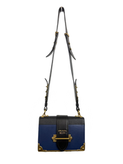 Prada Cahier Blue and Black Saffiano Leather Crossbody Bag