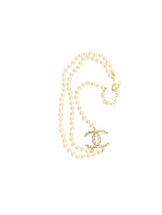 Pearl Necklace with Crystal CC Logo Pendant Chanel