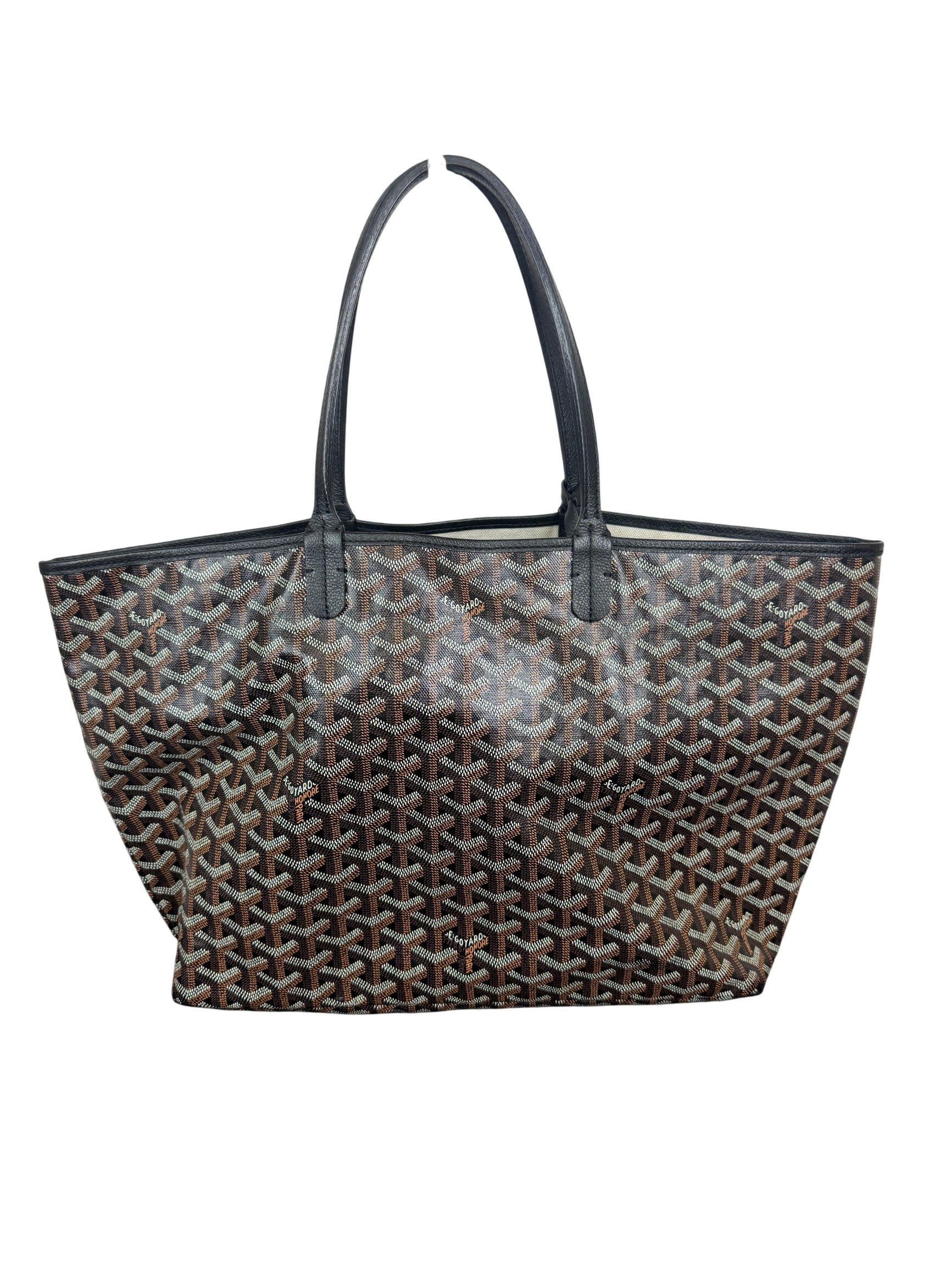 Goyard Saint Louis PM Tote Bag in Black and Brown Goyardine Canvas