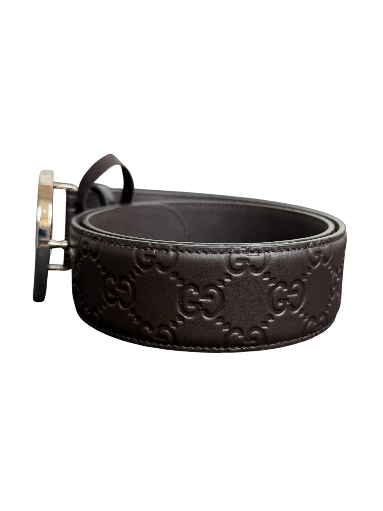 Gucci Guccissima Signature Interlocking G Brown Leather Belt