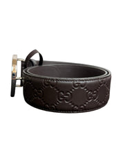 Gucci Guccissima Signature Interlocking G Brown Leather Belt
