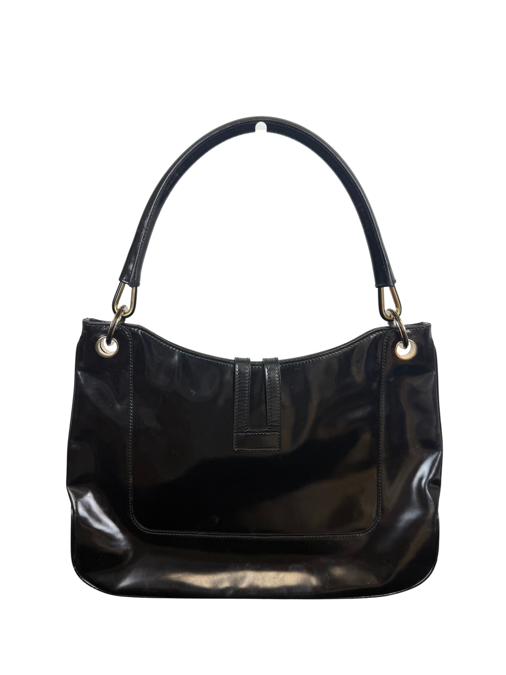 Gucci Vintage Black Patent Leather Shoulder Bag