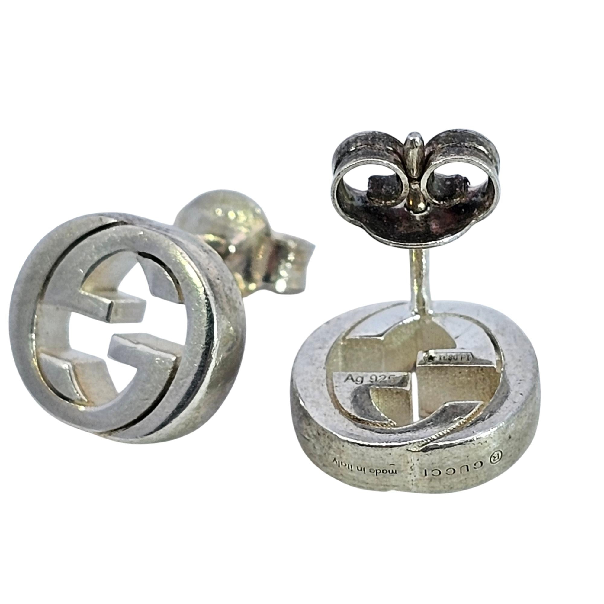 Gucci Interlocking GG Sterling Silver Stud Earrings