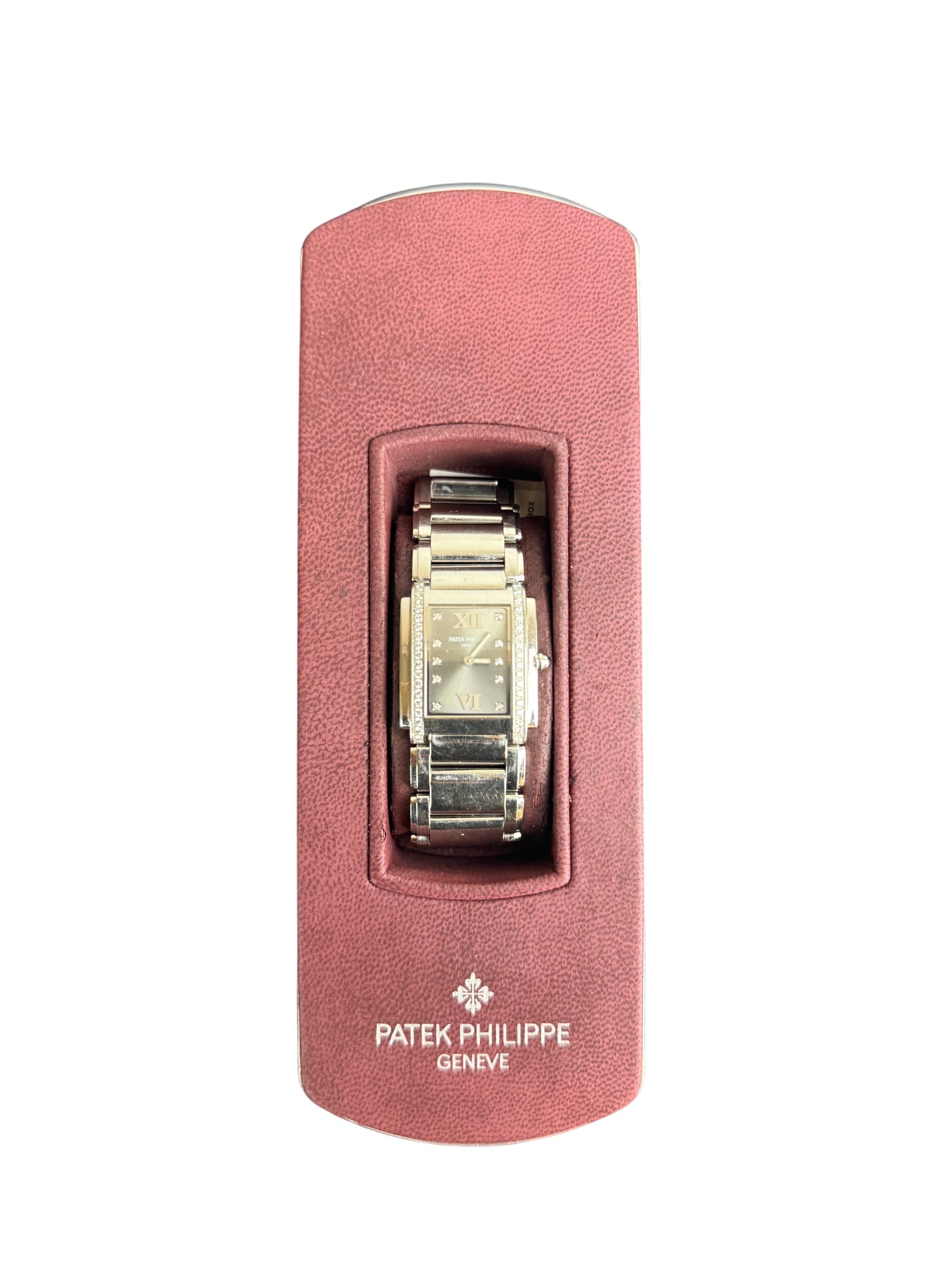 Patek Philippe Twenty~4 Ladies Watch with Diamond Bezel Stainless Steel Gray Dial 4910/10a-010