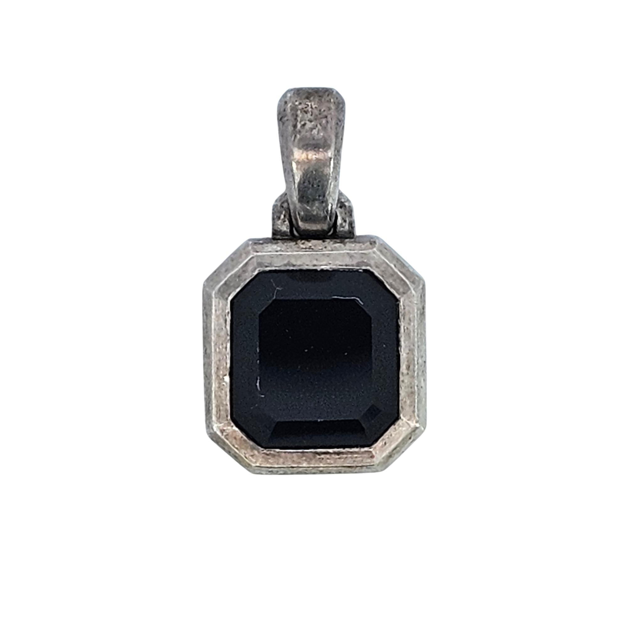 David Yurman Sterling Silver 925 Black Onyx Octagonal Pendant