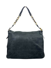 Fendi Black Leather Mamma Baguette Shoulder Bag with Gold Hardware