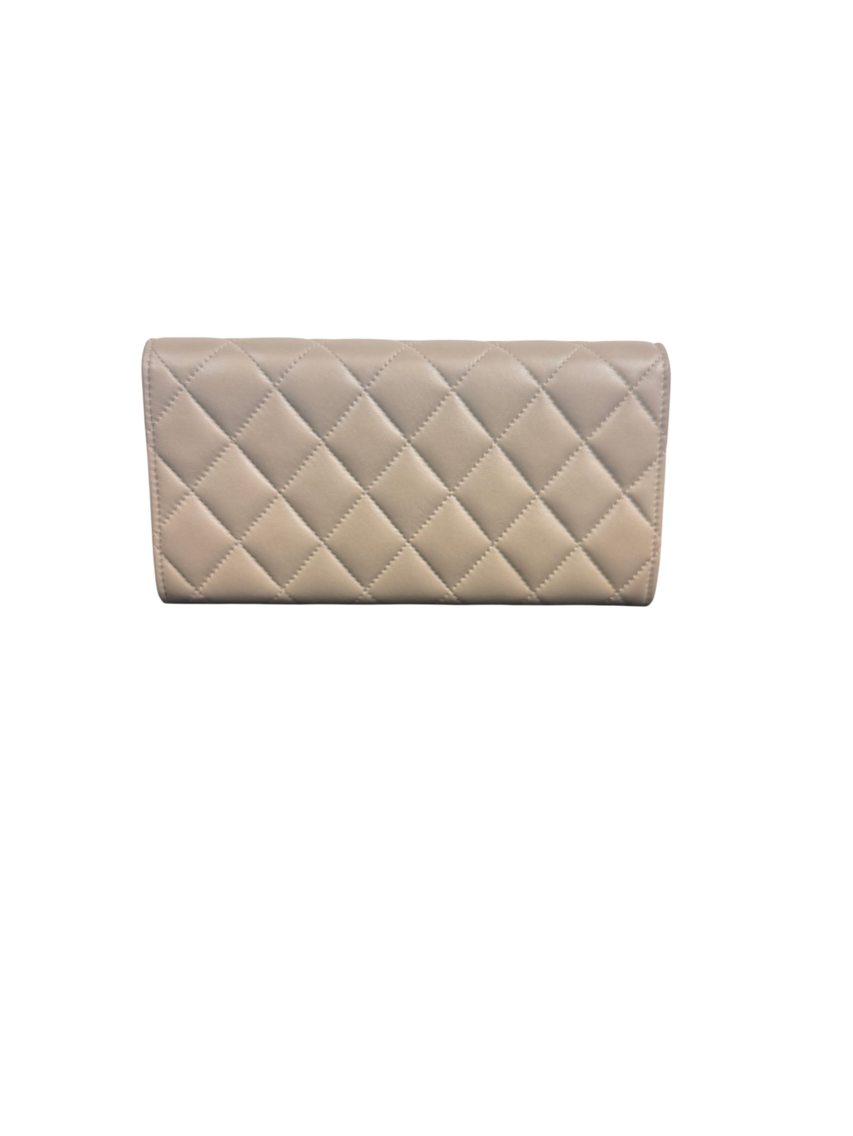 Chanel Beige Quilted Lambskin Leather Classic Wallet
