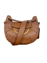 Balmain Domaine Full Moon Studded Brown Leather Bag