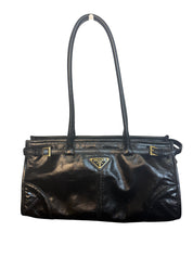 Prada Bonnie Medium Black Leather Handbag