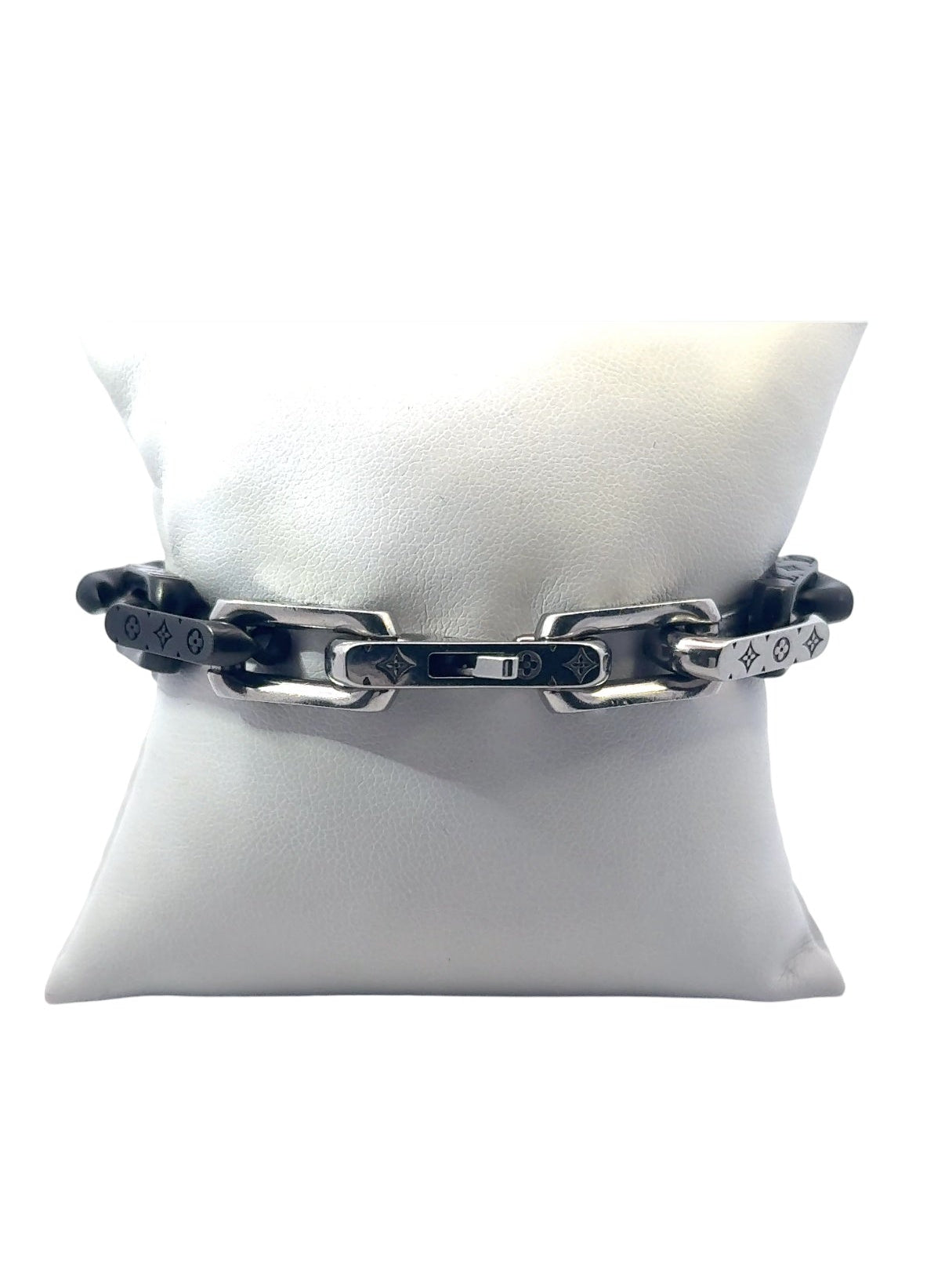 Louis Vuitton Monogram Chain Bracelet Silver and Black